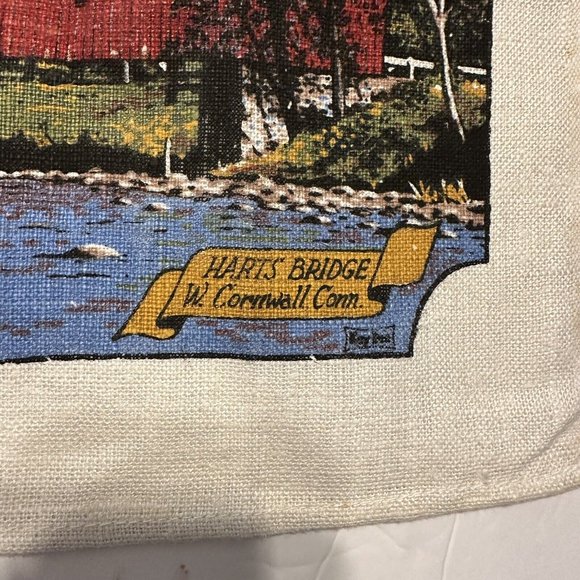 VTG Kay Dee Vintage Kitchen Towel New England Covered Bridges Linen Batchelder - Picture 3 of 8